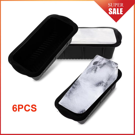 6Pc Big Ice Tray Mold Giant Large Food Grade Silicone Ice Cube Square Ice Cube Maker Container Durable Ice Bath Chiller for Home