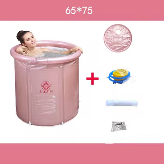 Bath Tub Fold Thickened Insulation Bath Tub for Adult Steam Portable Barrel Household Inflatable Heightening Bathtub