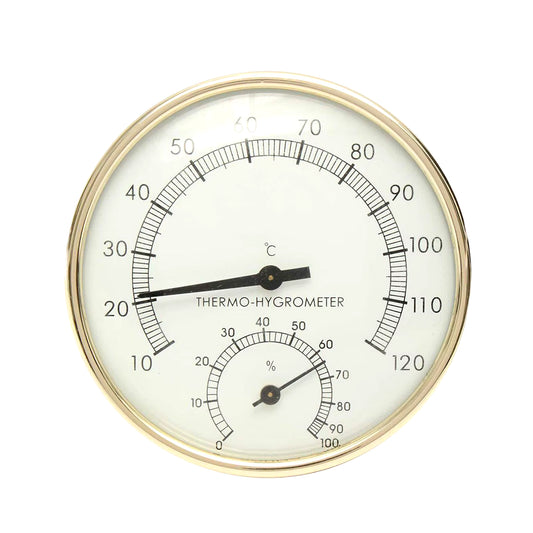 2 in 1 Sauna Thermometer Hygrometer Big Dial Aluminum Alloy Pyrometer Temperature Humidity Meter for Home Bath-House Sauna Room