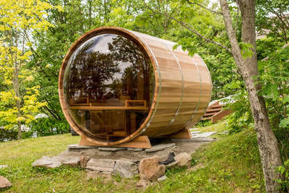 Red Cedar 6 Person Outdoor Barrel Sauna Room with Burning Sauna Heater for Exports