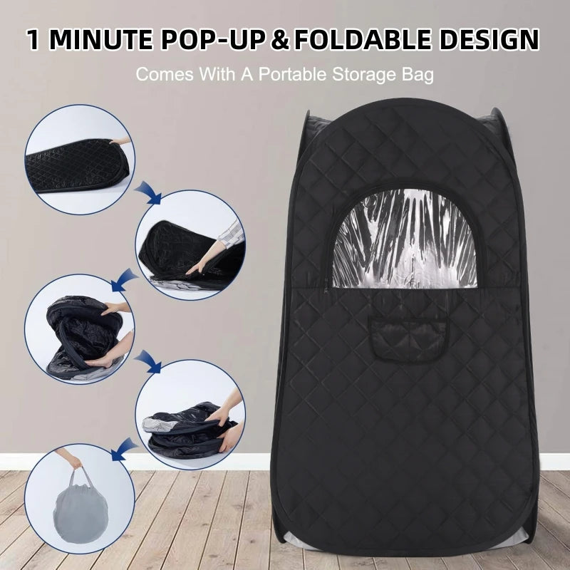Large Size Sauna Portable Steam Sauna Personal Home Spa with 4L Large Steam Generator 16 Levels Remote Control and Chair
