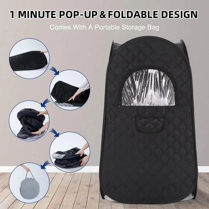 Large Size Sauna Portable Steam Sauna Personal Home Spa with 4L Large Steam Generator 16 Levels Remote Control and Chair