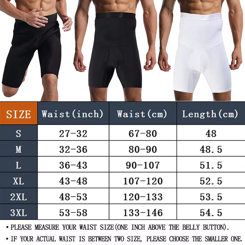 Men Sweat Sauna Pants Thermo Slimming Thigh Shaper Tummy Control Shorts High Waist Slimming Underwear Neoprene Body Shaper Sport