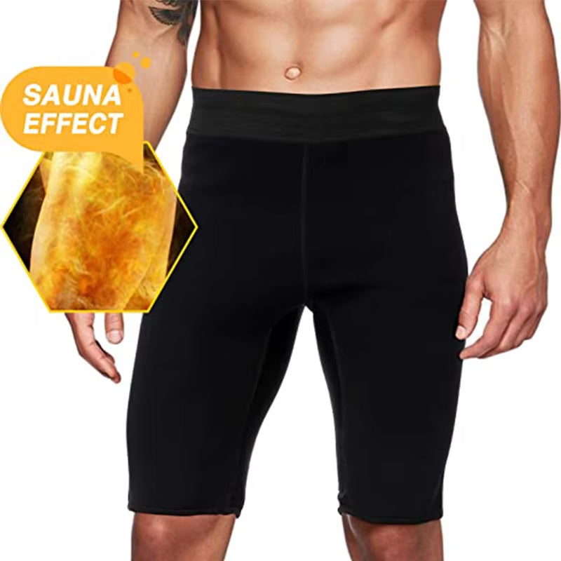 Men Sweat Sauna Pants Thermo Slimming Thigh Shaper Tummy Control Shorts High Waist Slimming Underwear Neoprene Body Shaper Sport