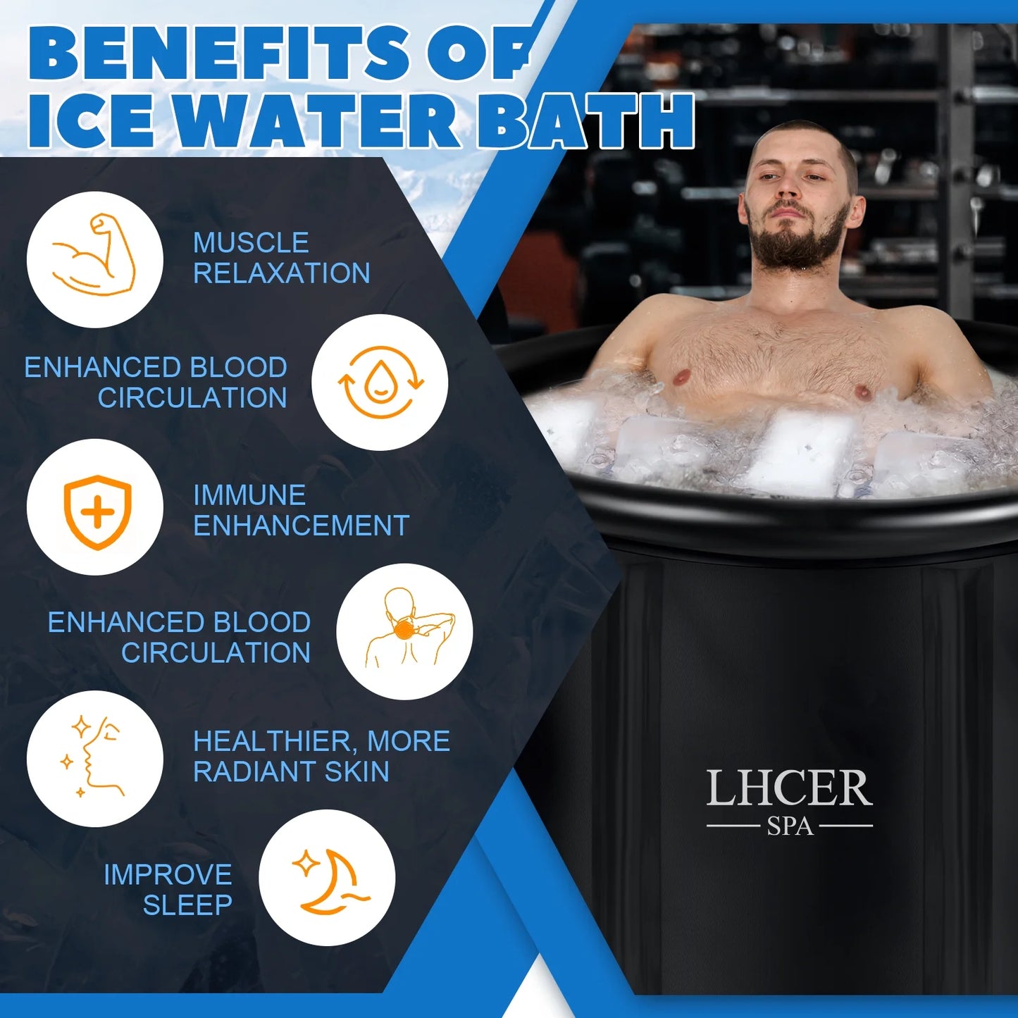 Ice Bath Tub for Cold Water Therapy 116 Gallon Portable Bathtub for Adults, Inflatable Soaking Tub for Hot Ice Bath, XL Cold Plunge Pool with Cover