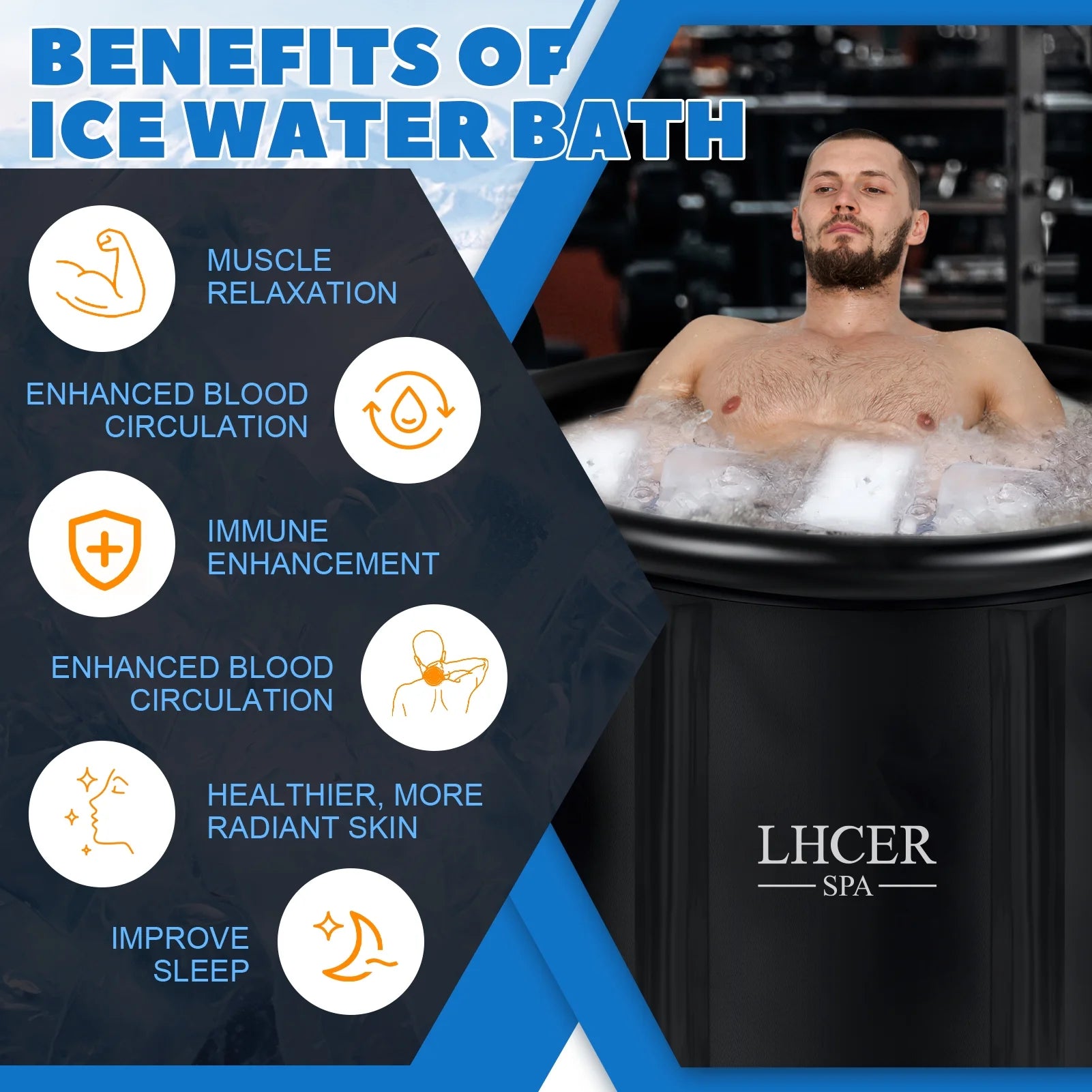Ice Bath Tub for Cold Water Therapy 116 Gallon Portable Bathtub for Adults, Inflatable Soaking Tub for Hot Ice Bath, XL Cold Plunge Pool with Cover