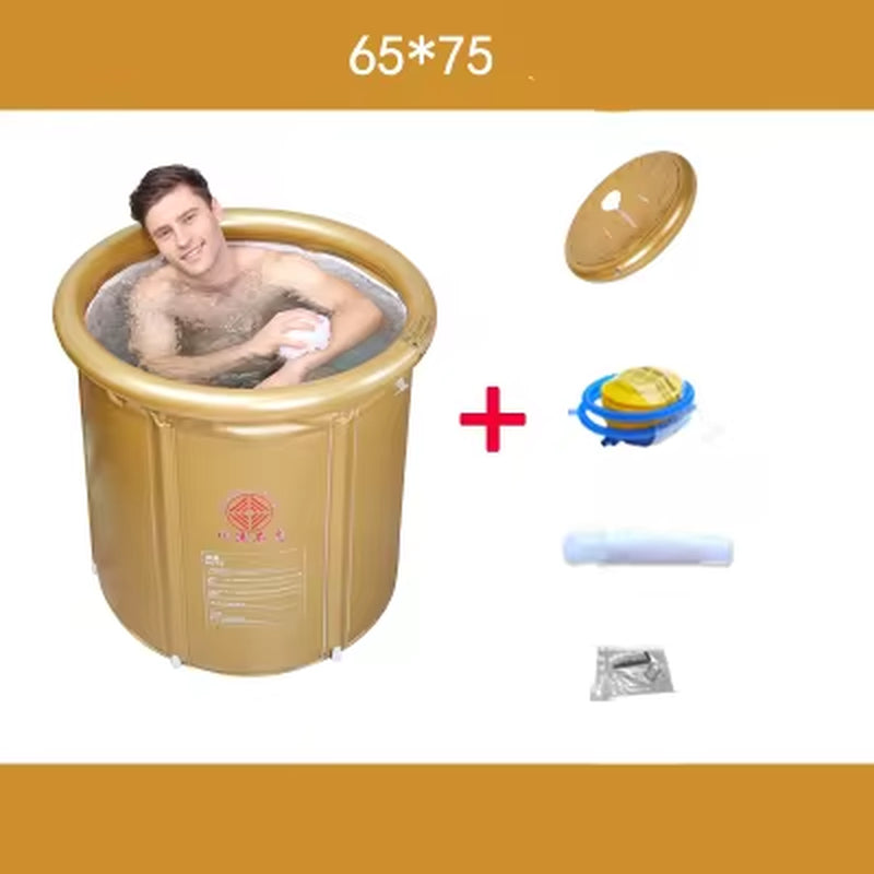 Bath Tub Fold Thickened Insulation Bath Tub for Adult Steam Portable Barrel Household Inflatable Heightening Bathtub