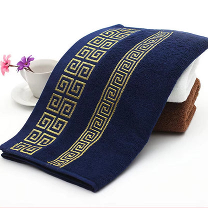 Luxury Premium Bath Towel with Golden Thread Embroidery, Cloud Pattern, Orient Style, 100% Combed Cotton, Sauna Shower