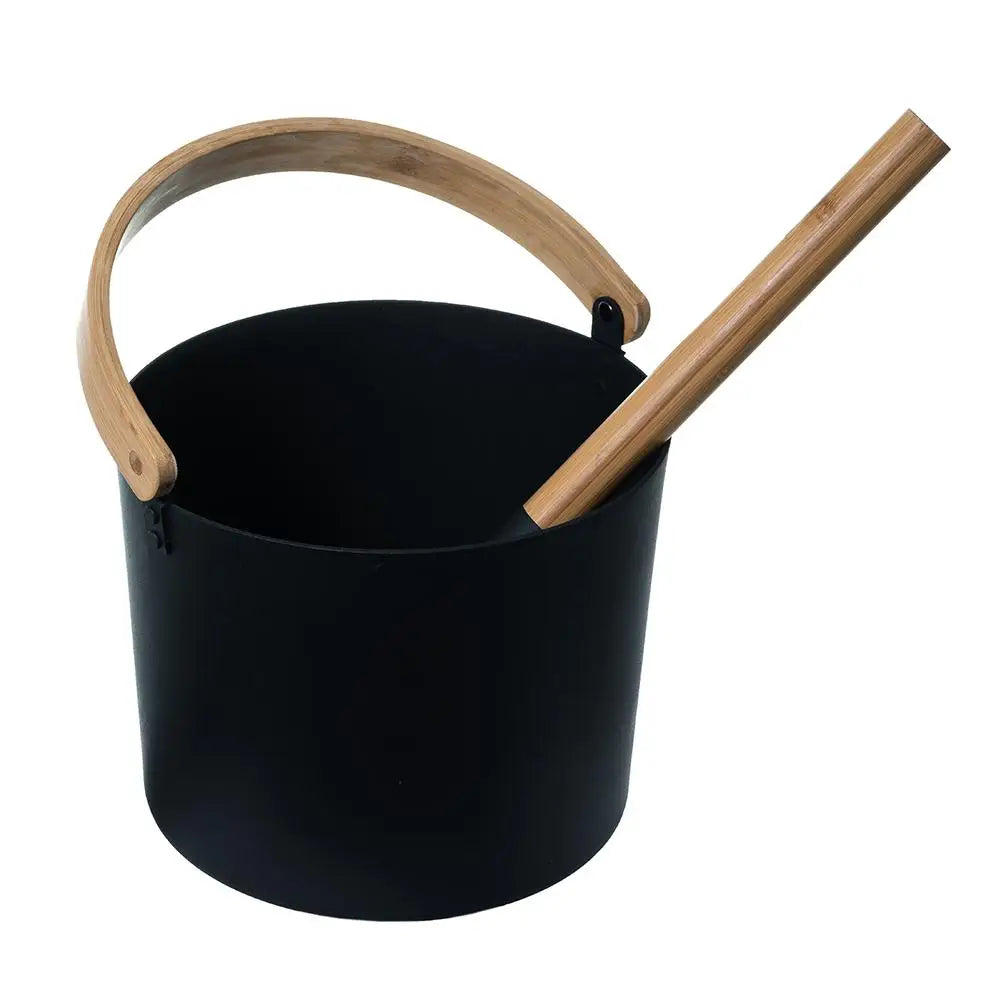 Winter Indoor Outdoor 7L Aluminum Sauna Bucket with Long Handle Spoon Set Matching Ladle Sauna Barrel Sauna Accessories