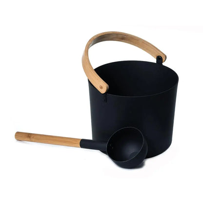 Winter Indoor Outdoor 7L Aluminum Sauna Bucket with Long Handle Spoon Set Matching Ladle Sauna Barrel Sauna Accessories