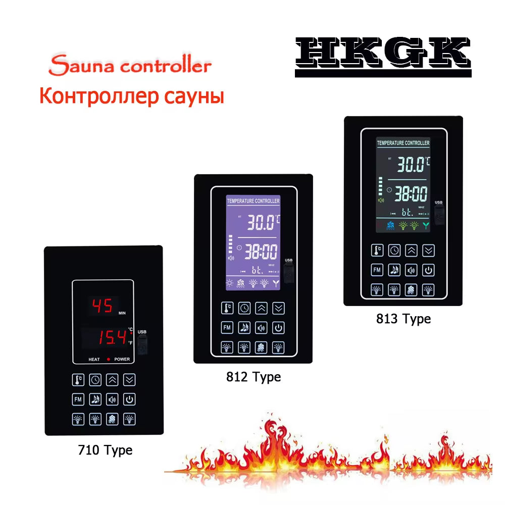 220V110V 30A Dry Steam Room Sauna Room Temperature Controller for Control Temperature,Light,Fan Etc，3 Panel Types Optional