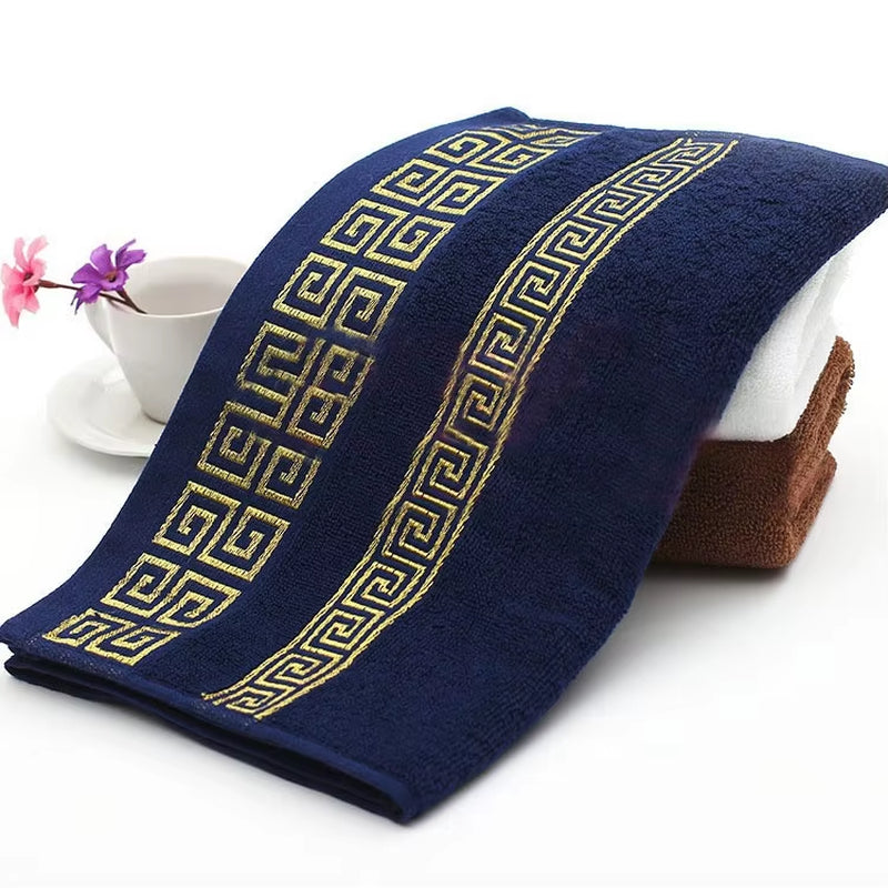 Luxury Premium Bath Towel with Golden Thread Embroidery, Cloud Pattern, Orient Style, 100% Combed Cotton, Sauna Shower