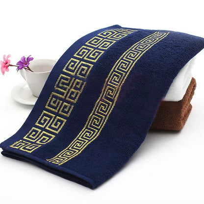 Luxury Premium Bath Towel with Golden Thread Embroidery, Cloud Pattern, Orient Style, 100% Combed Cotton, Sauna Shower