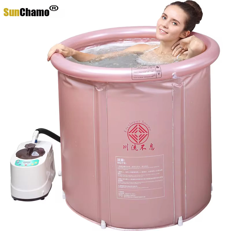 Bath Tub Fold Thickened Insulation Bath Tub for Adult Steam Portable Barrel Household Inflatable Heightening Bathtub