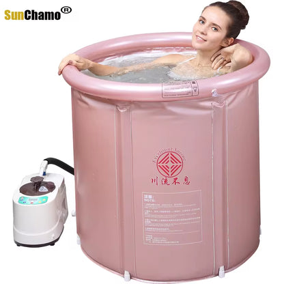 Bath Tub Fold Thickened Insulation Bath Tub for Adult Steam Portable Barrel Household Inflatable Heightening Bathtub