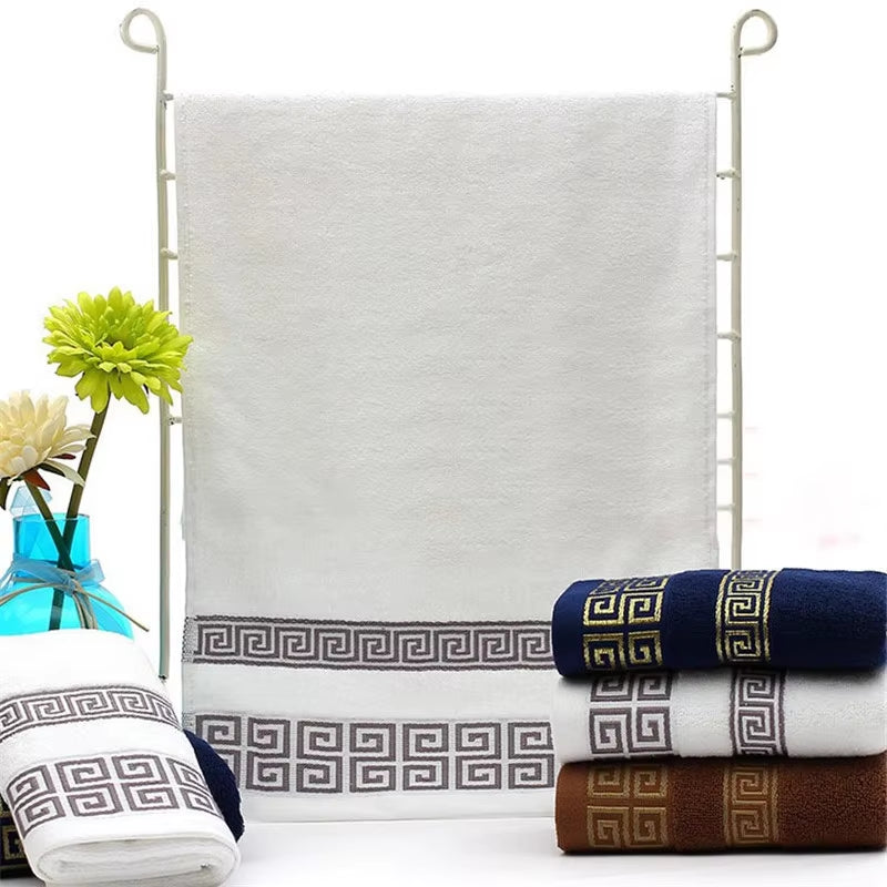 Luxury Premium Bath Towel with Golden Thread Embroidery, Cloud Pattern, Orient Style, 100% Combed Cotton, Sauna Shower