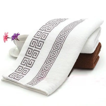 Luxury Premium Bath Towel with Golden Thread Embroidery, Cloud Pattern, Orient Style, 100% Combed Cotton, Sauna Shower
