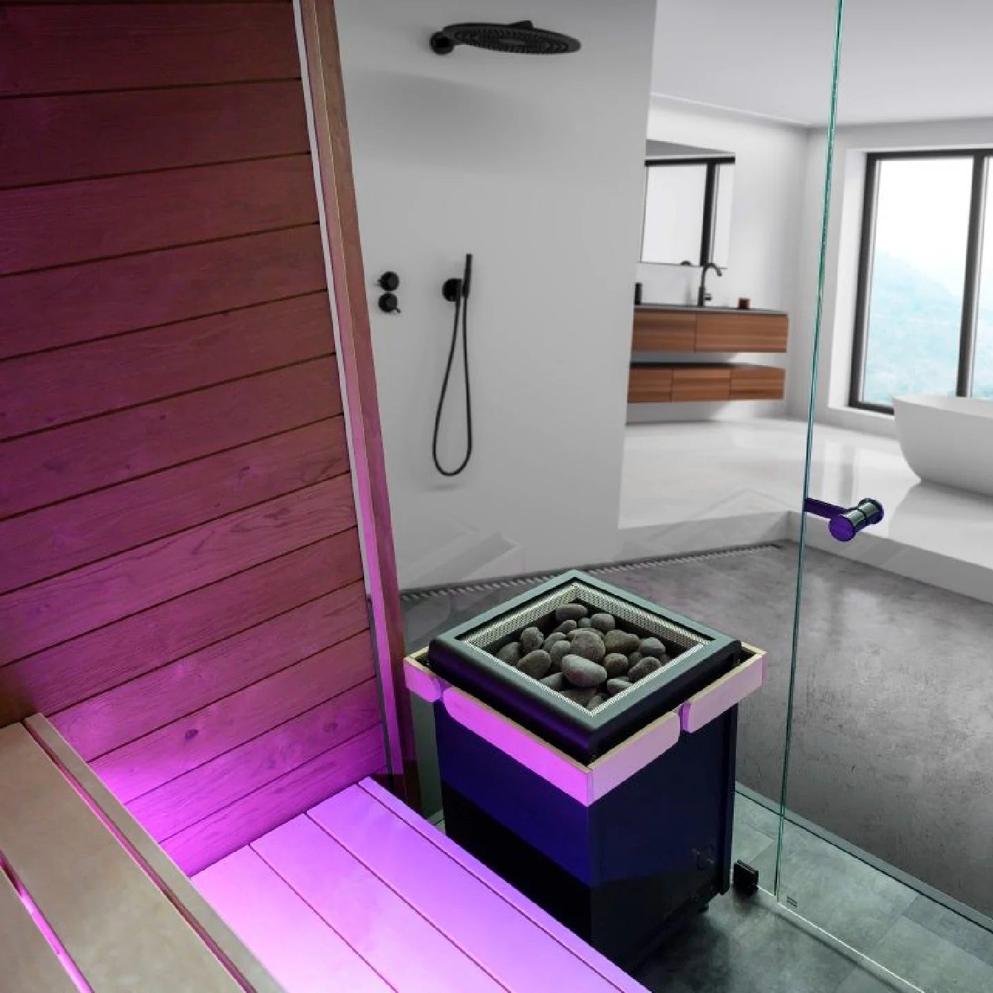 Virta Combi Electric Heater & Steamer Package W/ Digital Controller and Wifi and Stones