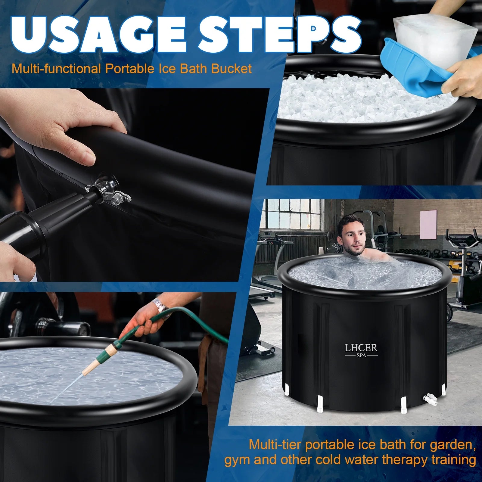 Ice Bath Tub for Cold Water Therapy 116 Gallon Portable Bathtub for Adults, Inflatable Soaking Tub for Hot Ice Bath, XL Cold Plunge Pool with Cover
