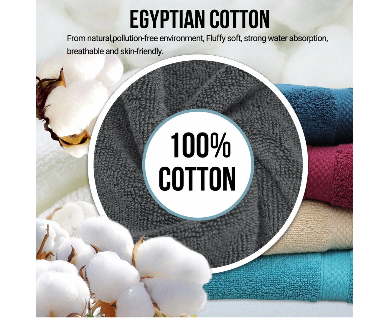 4 Pack Bath Towel Sets Combed Cotton 552Gsm Comfortable Soft Charcoal Color