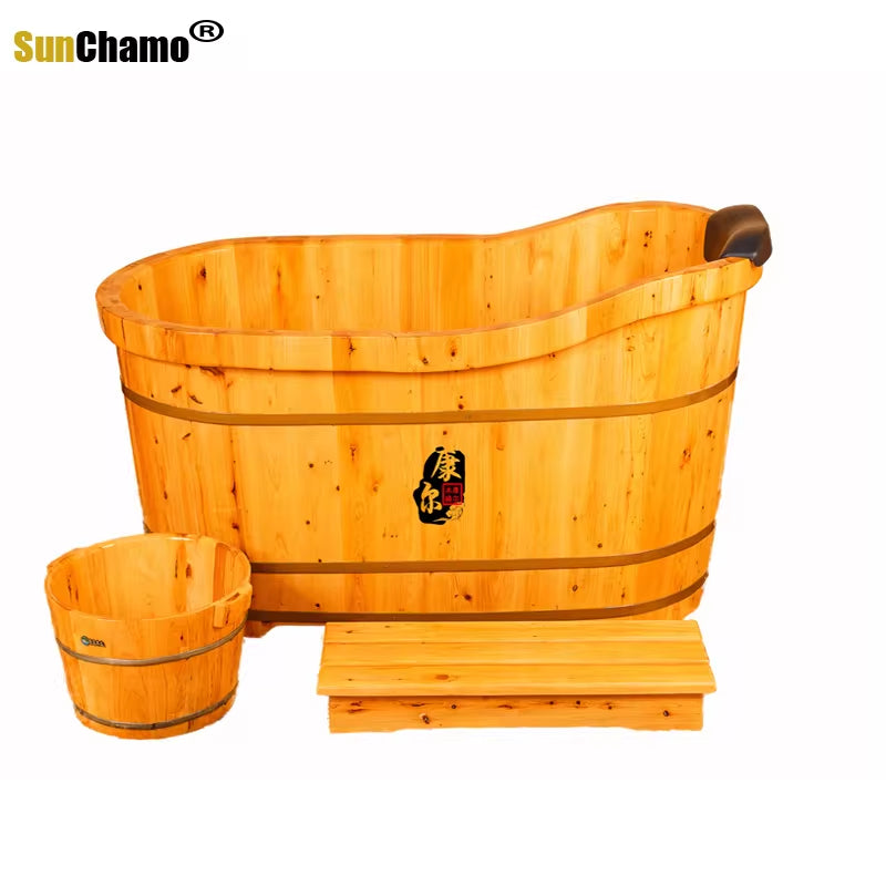 Sunchamo Household New High Quality Bathtub Cask Adult Tub Solid Wood Small Bathroom Furniture Wooden Bath Barrel Home Washing