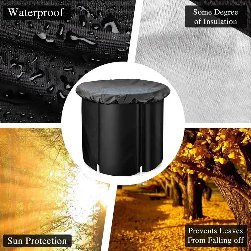Ice Bath Cover Drawstring Bathtub Cover Ice Bath Insulated Cover Windproof for Hot Water Bath Outdoor Ice Bath Tub Fits