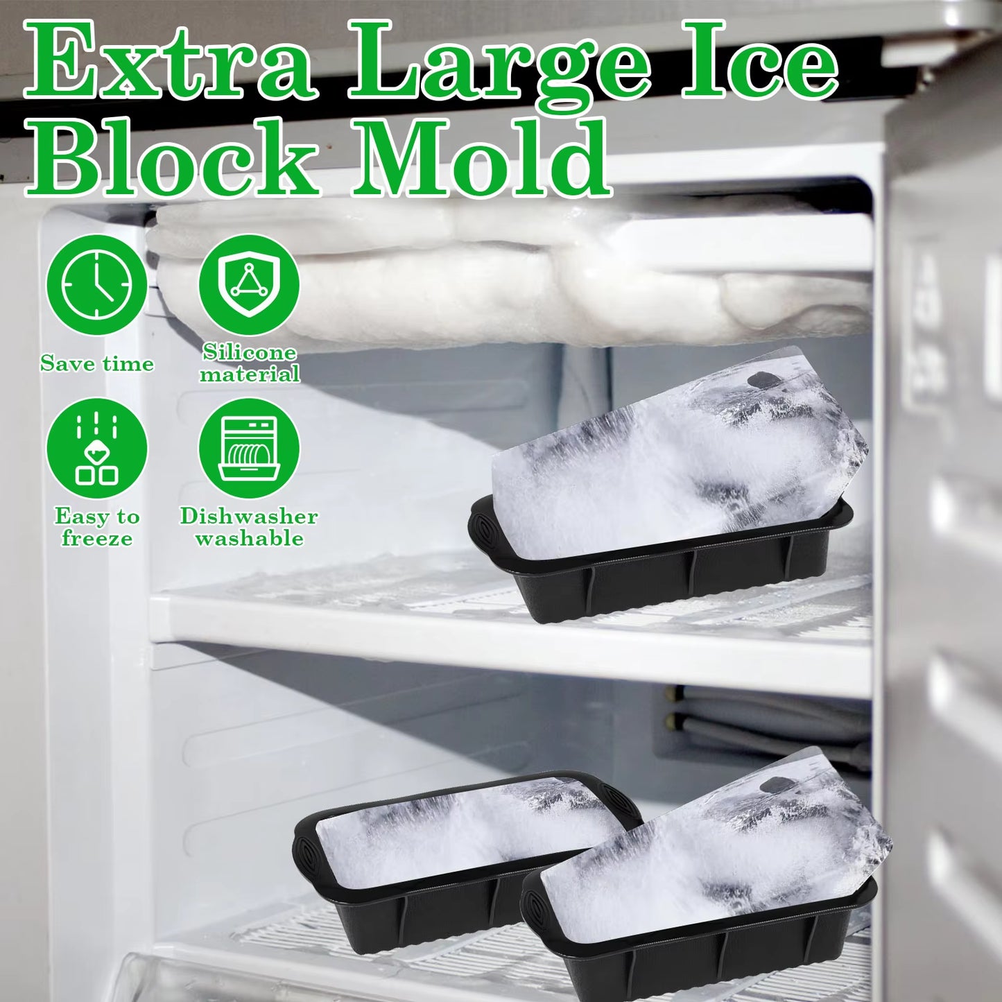 6Pc Big Ice Tray Mold Giant Large Food Grade Silicone Ice Cube Square Ice Cube Maker Container Durable Ice Bath Chiller for Home