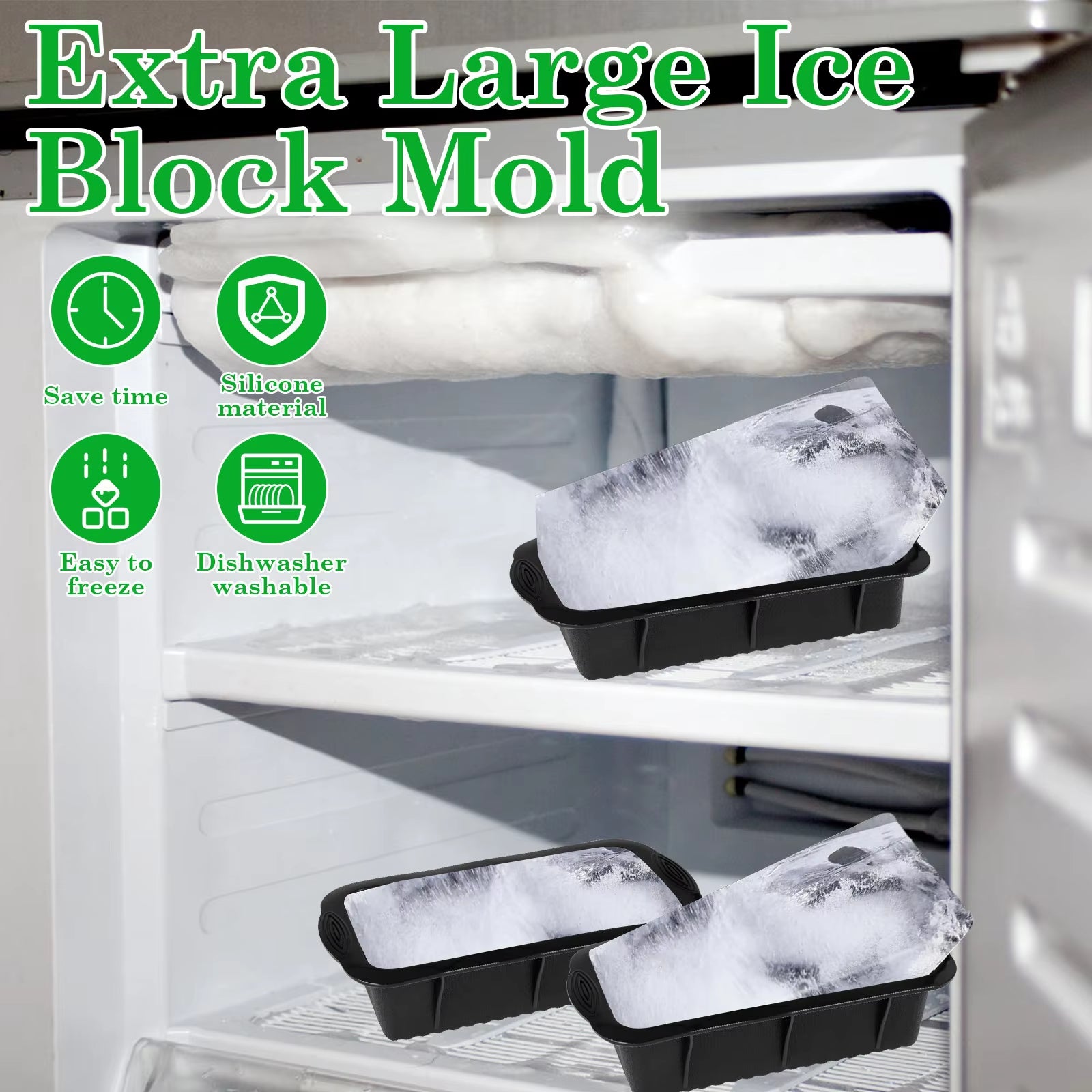 6Pc Big Ice Tray Mold Giant Large Food Grade Silicone Ice Cube Square Ice Cube Maker Container Durable Ice Bath Chiller for Home