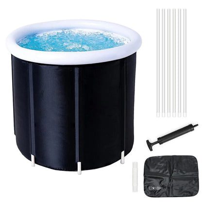 Portable Ice Bath Tub for Athletes Cold Water Therapy Hot Tub Folding Bathtub White/Black Cover Send by Random