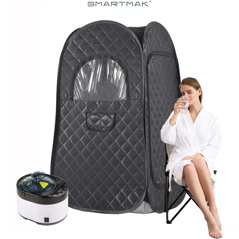 Large Size Sauna Portable Steam Sauna Personal Home Spa with 4L Large Steam Generator 16 Levels Remote Control and Chair