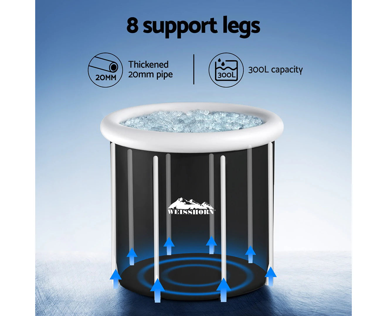 Portable Ice Bath Tub 80X80CM Inflatable Folding Bathtub Spa Massage