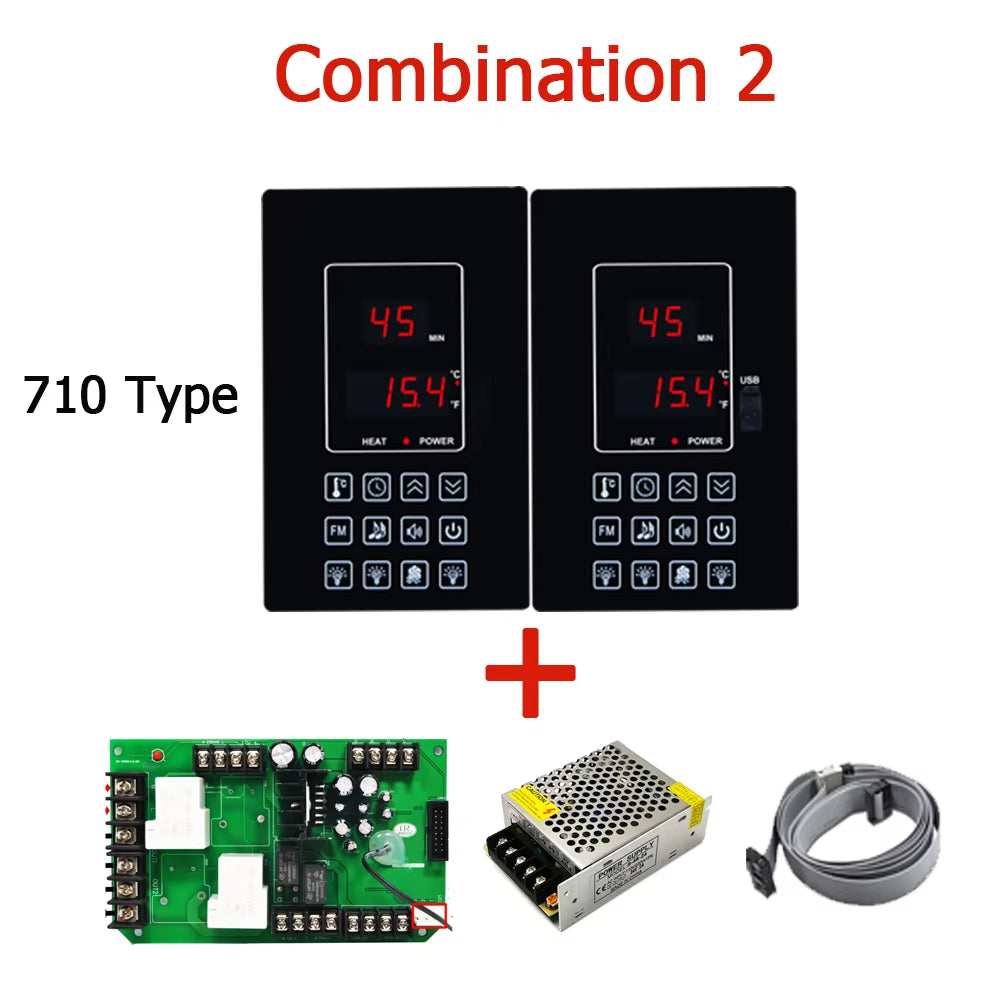 220V110V 30A Dry Steam Room Sauna Room Temperature Controller for Control Temperature,Light,Fan Etc，3 Panel Types Optional