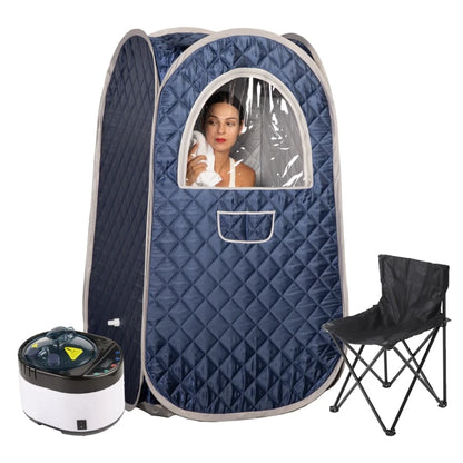 Large Size Sauna Portable Steam Sauna Personal Home Spa with 4L Large Steam Generator 16 Levels Remote Control and Chair