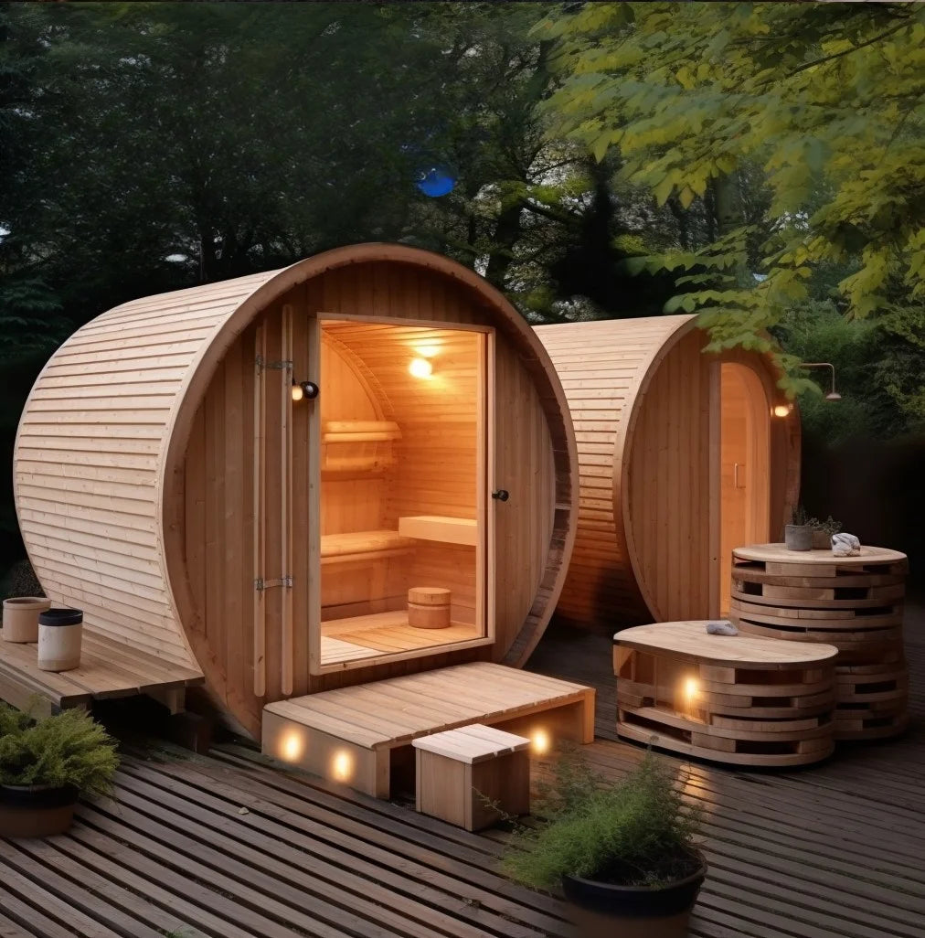 New Size Modern Sauna Rooms Solid Wood Red Cedar Traditional Outdoor Hammam Sauna Heater Rock Barrel