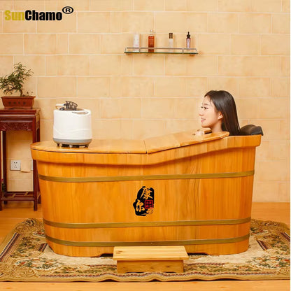 Sunchamo Household New High Quality Bathtub Cask Adult Tub Solid Wood Small Bathroom Furniture Wooden Bath Barrel Home Washing