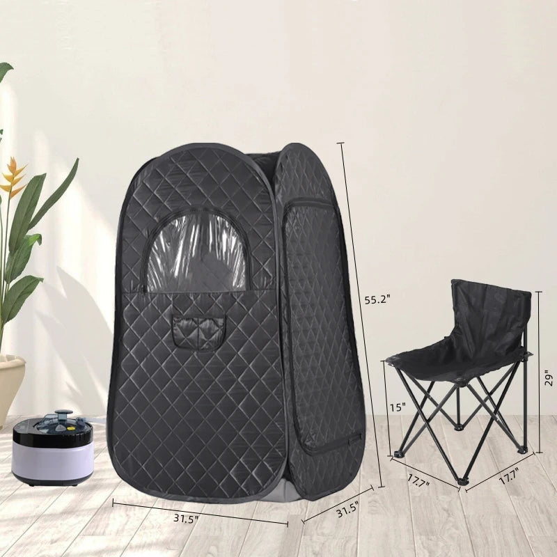 Large Size Sauna Portable Steam Sauna Personal Home Spa with 4L Large Steam Generator 16 Levels Remote Control and Chair