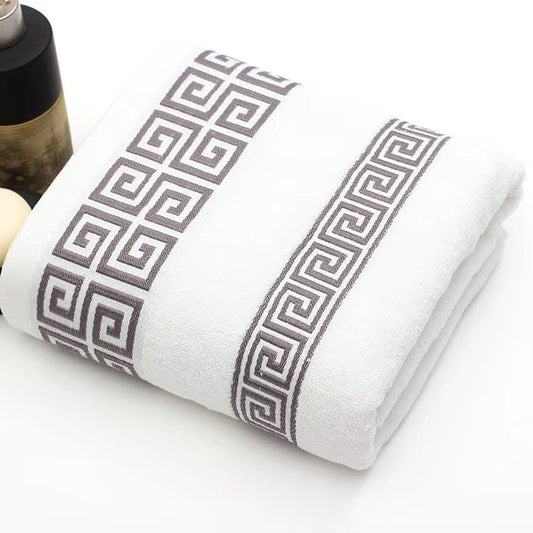 Luxury Premium Bath Towel with Golden Thread Embroidery, Cloud Pattern, Orient Style, 100% Combed Cotton, Sauna Shower